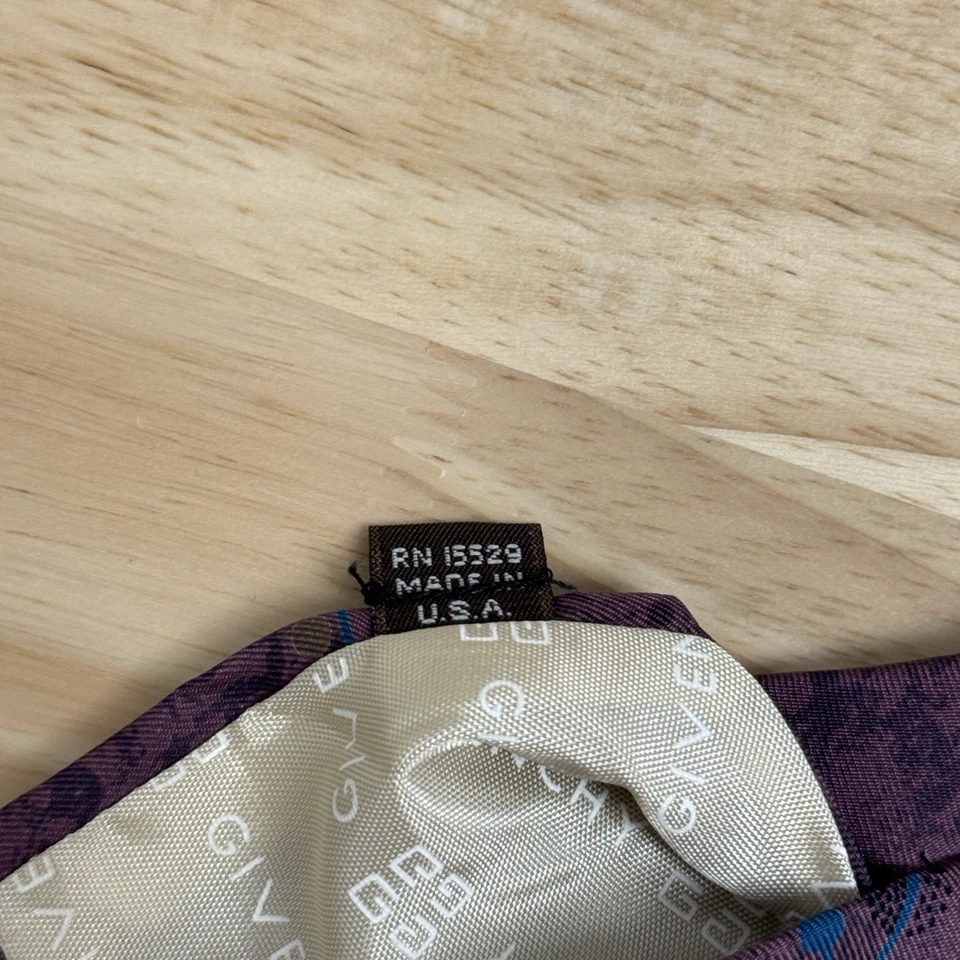 Gravata vintage Givenchy Monsieur 100% seda roxa abstrata floral designer - Imagem 4 de 4