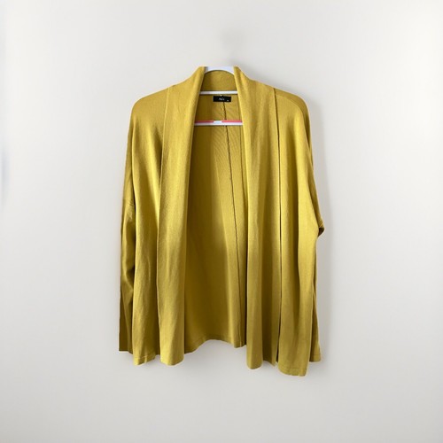 M&Co Sz 20 Ochre,Drop Shoulder,Open Cardigan, Foldover Edging Panels 50”B 28”L