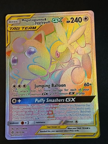 Mega Lopunny & Jigglypuff GX (Secreto) 261/236 Sm-Cosmic Eclipse Holo - Imagen 1 de 9
