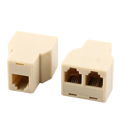 Plastic RJ11 6P4C 1 To 2 Female Telephone Cord Line Connector Splitter 2 Pcs - Zdjęcie 1 z 6