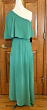 LULUS  One Shoulder Ruffle Side Slit Evening Gown Green Size ES NWTd