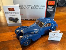 Modellauto Bugatti Typ 57 SC Atlantic Coupé, blau, 1:18, CMC, rar