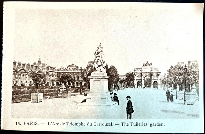 Antique postcard: Arc de Triomphe du Carrousel-Tuilerles Garden, Paris, pre-1907