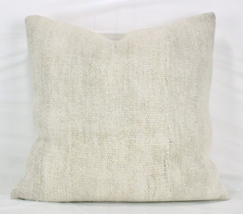 Funda de Almohada Decorativa Hecha a Mano Cáñamo Turco Kilim 20x20 Blanco Kilim Cojín - Imagen 1 de 9