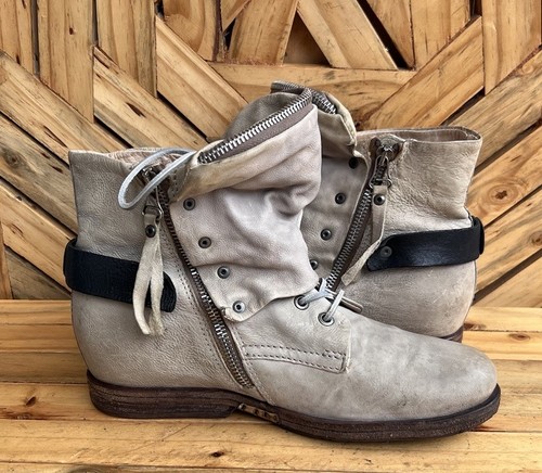 AS 98 Airstep italian Zipper Boho Biker Gray Distressed Boots Sz EU 39/US 8.5-9 - Picture 6 of 14