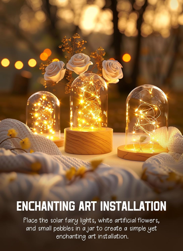 Solar String Lights for Outside, 33Ft 100 LED Outdoor Solar Fairy Lights, 8 Mode - Picture 9 of 12