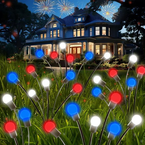 8 Pack Red White and Blue Solar Firefly Lights,Waterproof 4th of July Patriot... - Bild 3 von 6