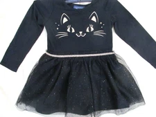 The Children's Place Halloween Cute Kitty Cat Glitter Tutu Dress Size 4T Blk LS