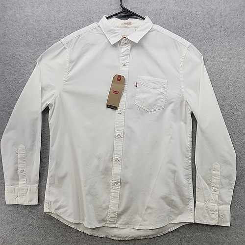 Levi's Long Sleeve Button Down Shirt Men's Large White Tab Casual Cotton Top NWT