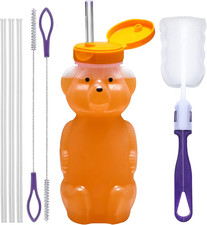 Honey Bear Straw Cup Long Straws, Squeezable Therapy and Special Needs Assistive