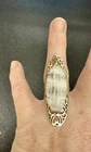 Vintage 925 Sterling Silver Rainbow Moonstone Large Filigree Statement Ring Sz 9