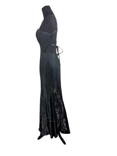 Jessica McClintock Y2K Vtg Black Satin Backless Lined Dress Sz 5 Fairy Goth EUC - Picture 3 of 10