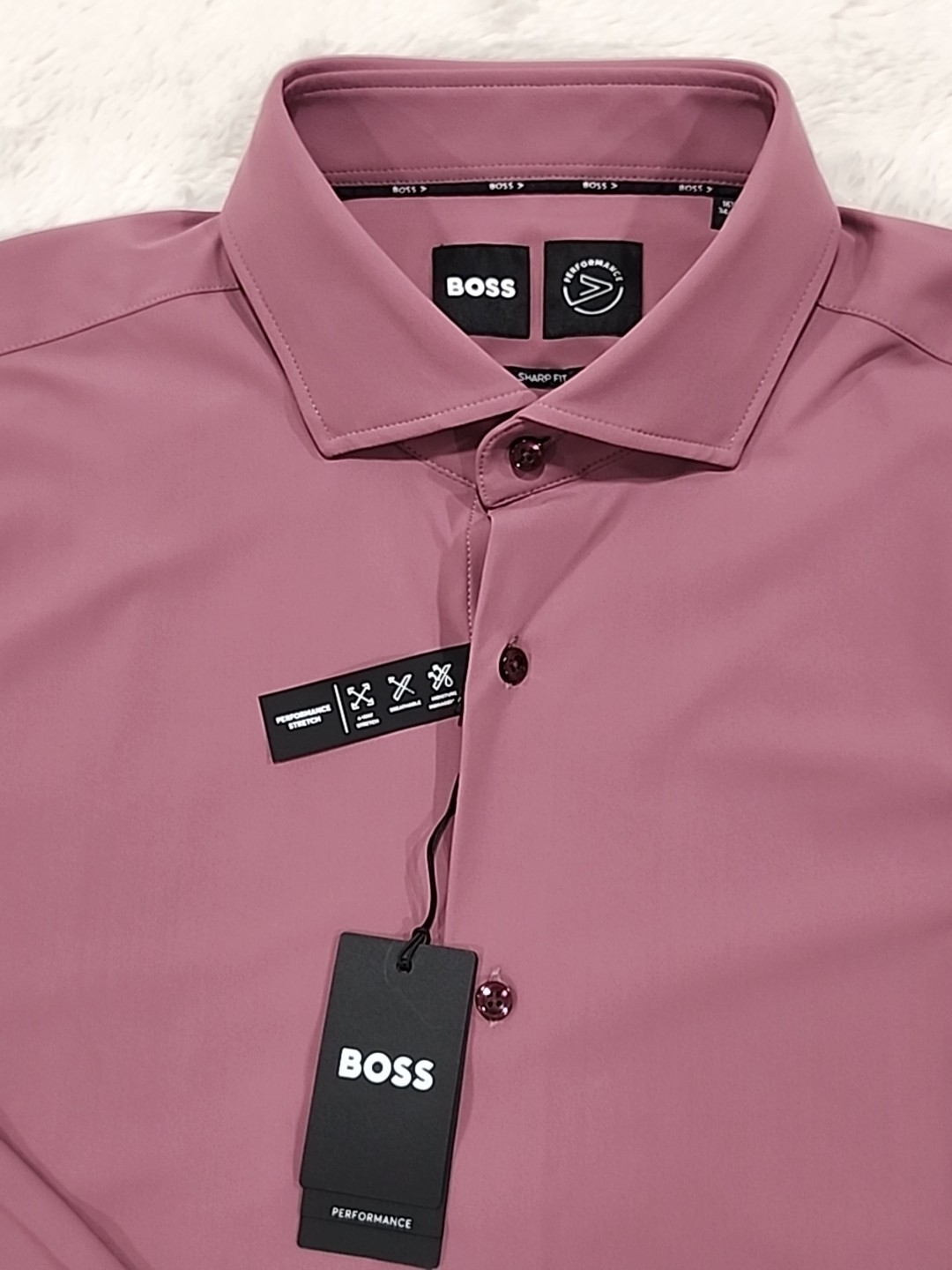 Hugo Boss NWT Boss Performance Shirt Mens L Lavender Long-sleeve Sharp Fit New thumbnail 2