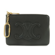 CELINE Triomphe Leather Coin Case Key Chain B...