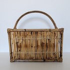 Vintage Rattan Magazine Rack Mid Century Bamboo Wicker Boho Decor Basket