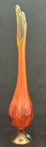 Jarrón oscilante vintage de vidrio vikingo rojo 18” de alto MCM cadmio BRILLA - Imagen 5 de 8