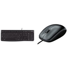 Logitech K120 Wired Business Keyboard, AZERTY French Layout - Black & B100 Wired