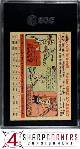 1956 TOPPS #67 VIC POWER ATHLETICS WHITE BACK POP 2 SGC 7.5 - Picture 2 of 4