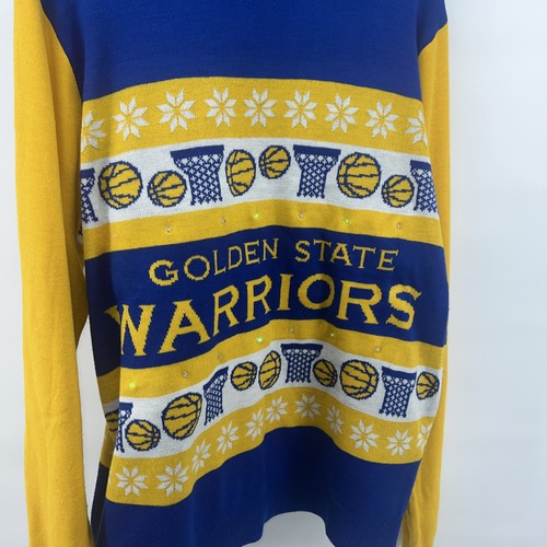 Golden State Warriors Ugly Christmas Sweater NBA Basketball Lights Up Works! XL - Picture 4 of 20
