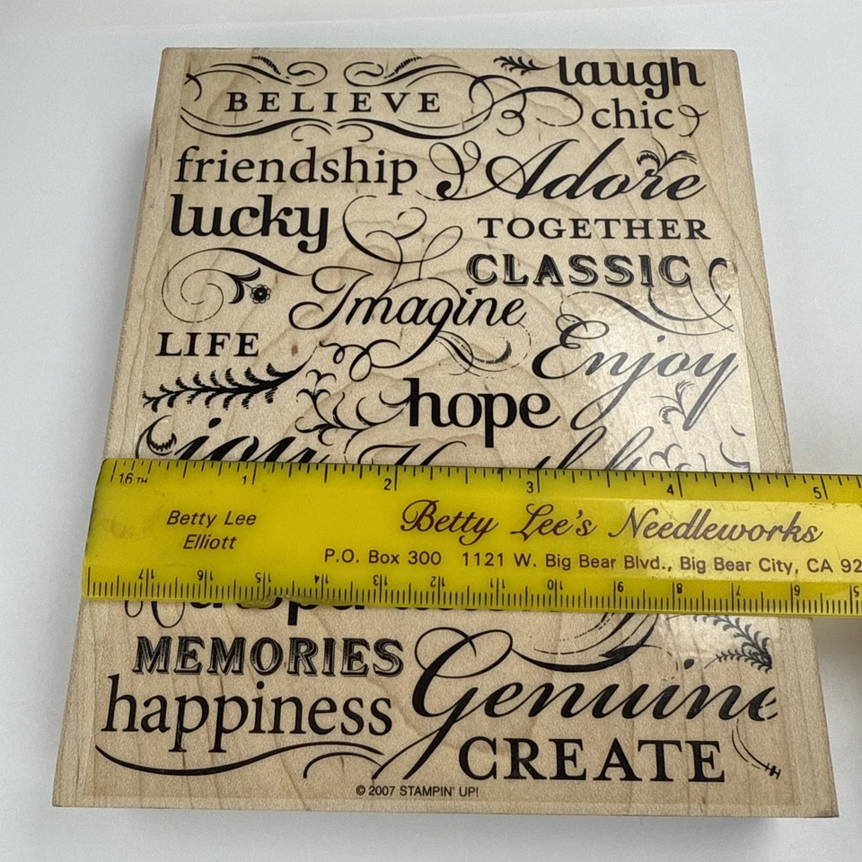 Stampin’ Up! "Sello de goma de madera TRES CHIC collage de palabras 2007 5""x6""" Foto 4 de 4