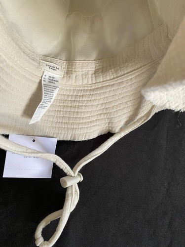 American Eagle lightweight SEASHELL Bucket Hat W/drawstring Ivory - Picture 8 of 8