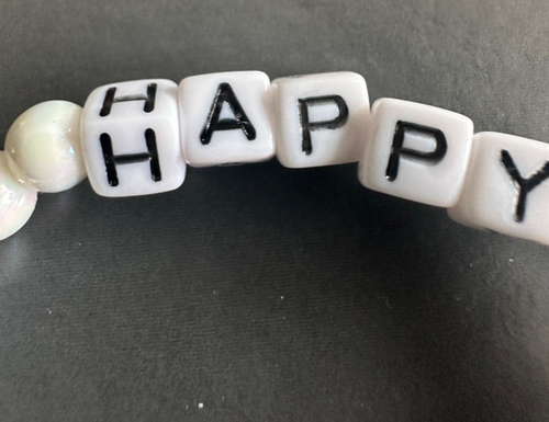 Stretch HAPPY White Stone Back to School Stretcher Bracelet Girl kid - Bild 3 von 5