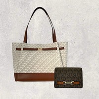 Michael Kors MK Tasche Shopper GeldböRse Jet Set Reed Carson Vanilla Braun NEU
