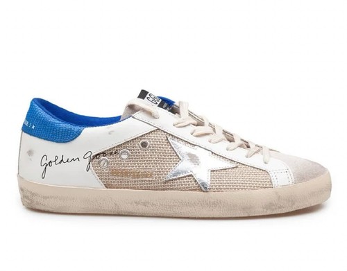 Golden Goose Men Superstar Sneaker White Beige Blue NIB Auth EU 42 US 9
