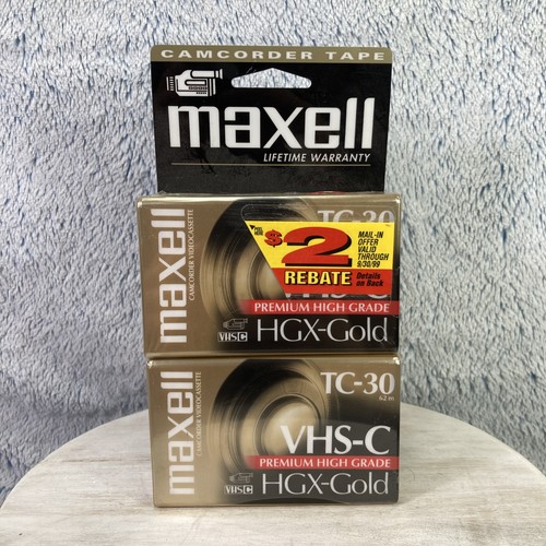 Maxell 2 Pack VHS-C TC-30 HGX-Gold Premium High Grade Blank Tapes Camcorder