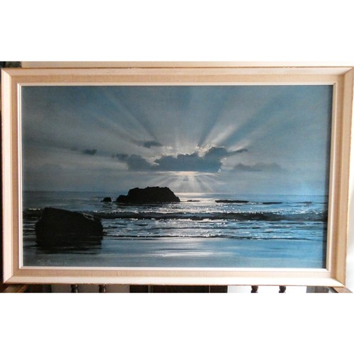 Peter Ellenshaw Moonlight Seascape Print Framed MCM Coastal Wall Art Vintage - Picture 4 of 10