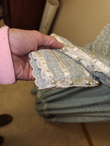 Vntg Gunne Sax LongDress*sz7*Blue w/White Floral Print*Pearl Buttons & Lace*VGUC - Picture 7 of 12