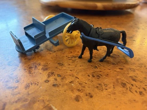 Vintage Marx Blue with Yellow Wheels Buckboard parts Wagon From Western Playsets