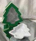 Crate & Barrel Boxed Christmas Tree Appetizer Candy Nut Dishes Plates - Set of 4