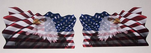 PAIR 20X36 American Flag w/ Eagle FIT JEEP Wrangler DOORS Window Wall Graphics - Picture 1 of 2