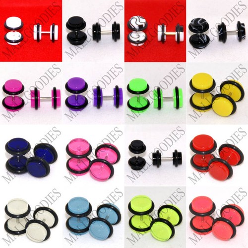 V011 Fake Faux Cheaters Illusion 16G Ear Plugs Earrings Studs 4G 2G 0G 00G 1/2" - Picture 1 of 21