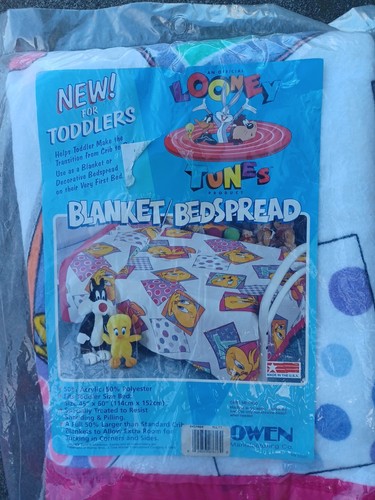 Vintage LooneyTunes Toddler Blanket/Bedspread 45X60 New damage to bag only As-Is - Picture 2 of 9