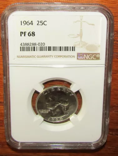 1964 PROOF WASHINGTON QUARTER NGC PF68