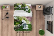 3D White Dog Garden Quilt Cover Set Duvet Cover Bedding Pillowcases