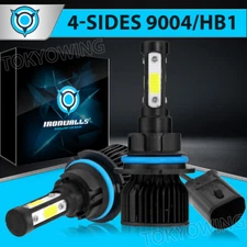 4-sides 9004 HB1 LED Headlight Kit High Low Dual Beam 6500K Bright White 360° 2x