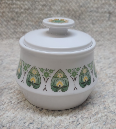 Noritake Palos Verde Creamer & Sugar Dish Green Yellow Flowers - Picture 3 of 20