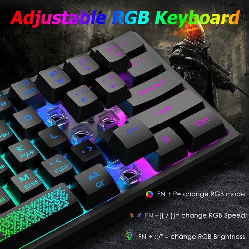 60% Wired Compact Gaming Keyboard, RGB LED Backlit Mechanical Feel For PC Laptop - Picture 4 of 37