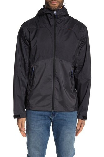 Hawke & Co Sport wasserabweisende Herren Regenjacke mit Kapuze und durchgehendem Reißverschluss, schwarz, M - Bild 3 von 3