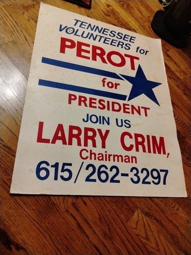 1992 Ross Perot for President- Campaign Poster -TENNESSEE - 22" X 28" Cardboard - Picture 2 of 5