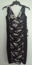 NWT~WHITE HOUSE BLACK MARKET Dress Size 6 Floral Ruched Slimming Sleeveless CB3