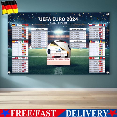 EURO 2024 Fixtures Poster Oxford Cloth Schedule Wallchart for Family