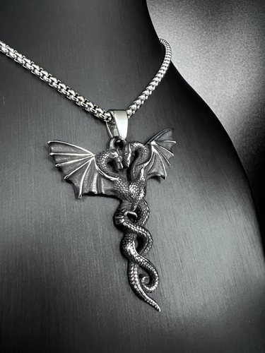 Drachen Knoten Anhänger Edelstahl Kette Liebe Freundschaft Schmuck Biker 238A - Bild 4 von 5