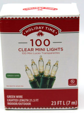 100 PK Holiday Time Clear Mini String Light Green Wire Indoor Outdoor 23 FT Long