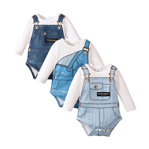 Baby Boy Girl Long Sleeve Suspender Pants Jumpsits Winter Thermal Romper Clothes - Picture 11 of 16