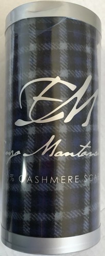 Enzo Mantovani Men's 100% Cashmere Scarf Blue / White Check NIB - Picture 1 of 2