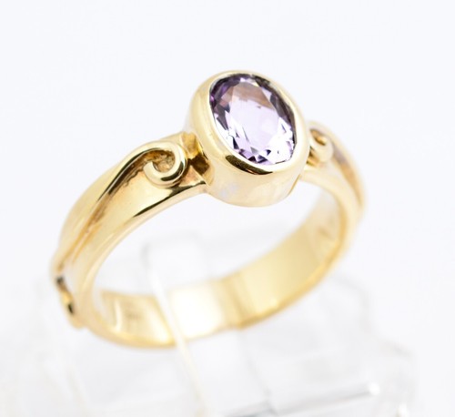 Vintage Ring 9 kt Gold & natürliche Rose de France Amethyst handgefertigt Größe K - Bild 2 von 11